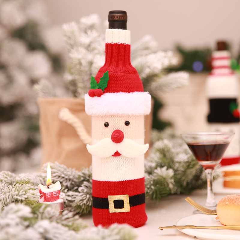 Christmas Decoration Supplies Red Bottle Sets Bottle Sets Knit Dress Champagne Bottle Sets Arranged Restaurant